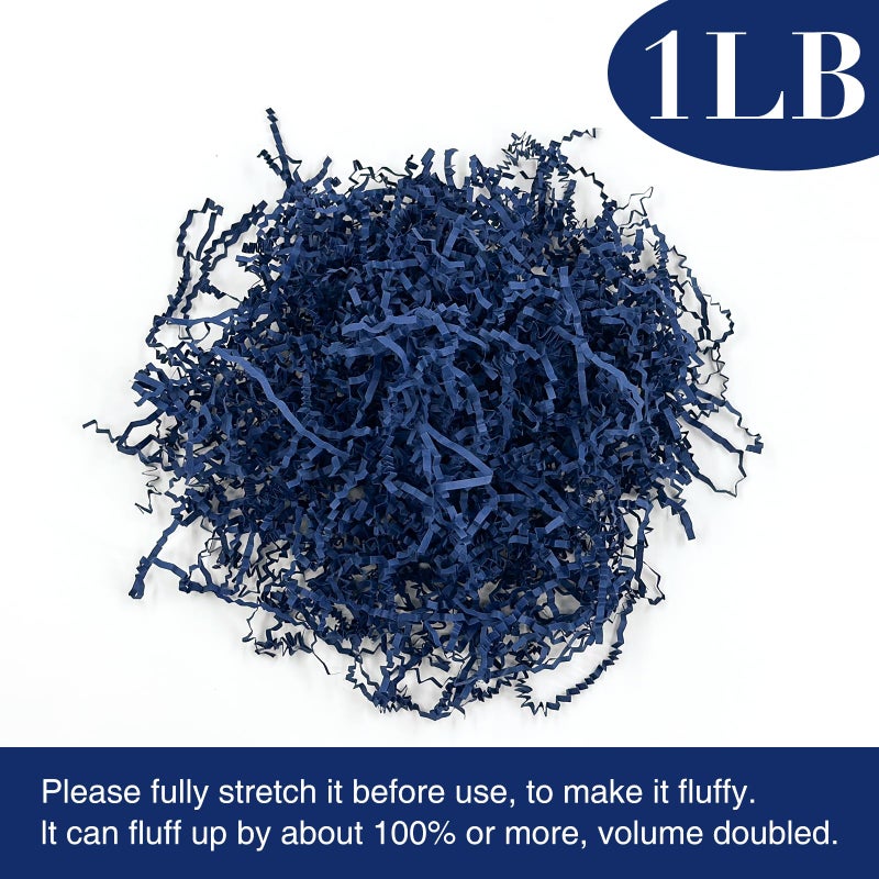 Corlcol 1 LB Dark Blue Crinkle Paper for Gift Box Basket Filler Paper Shred On holiday Party(3MM) - Image 2
